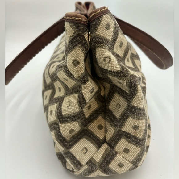 LIZ CLAIBORNE Linen Cotton Leather Trim Handbag - Picture 7 of 12